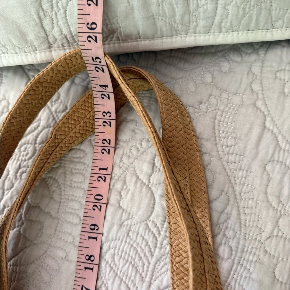 Straw Tote Bag Pearl Lettering Floral Accent